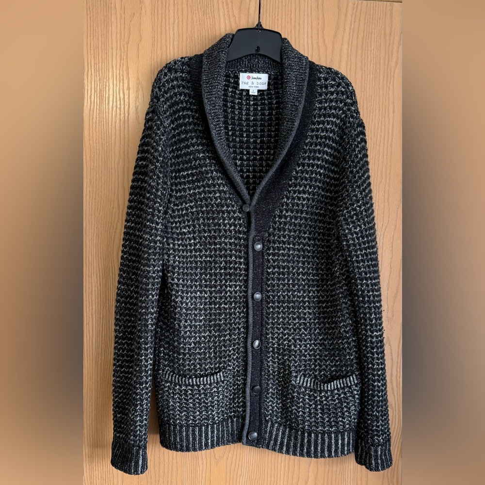 Rag & Bone | Men's Large | Cardigan Sweater Gray Marled Wool Blend Neiman Marcus